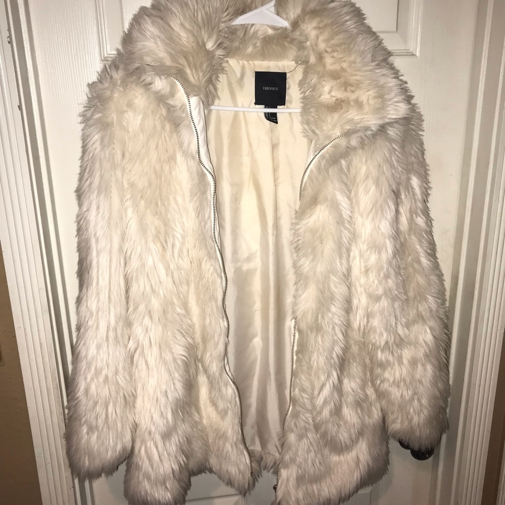 Off-White Faux Fur Coat